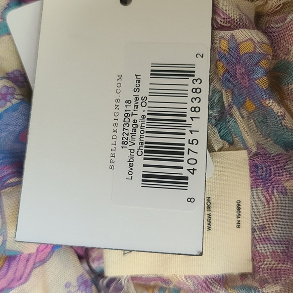 New spell designs lovebird vintage travel scarf love bird chamomile one size os - Picture 10 of 16